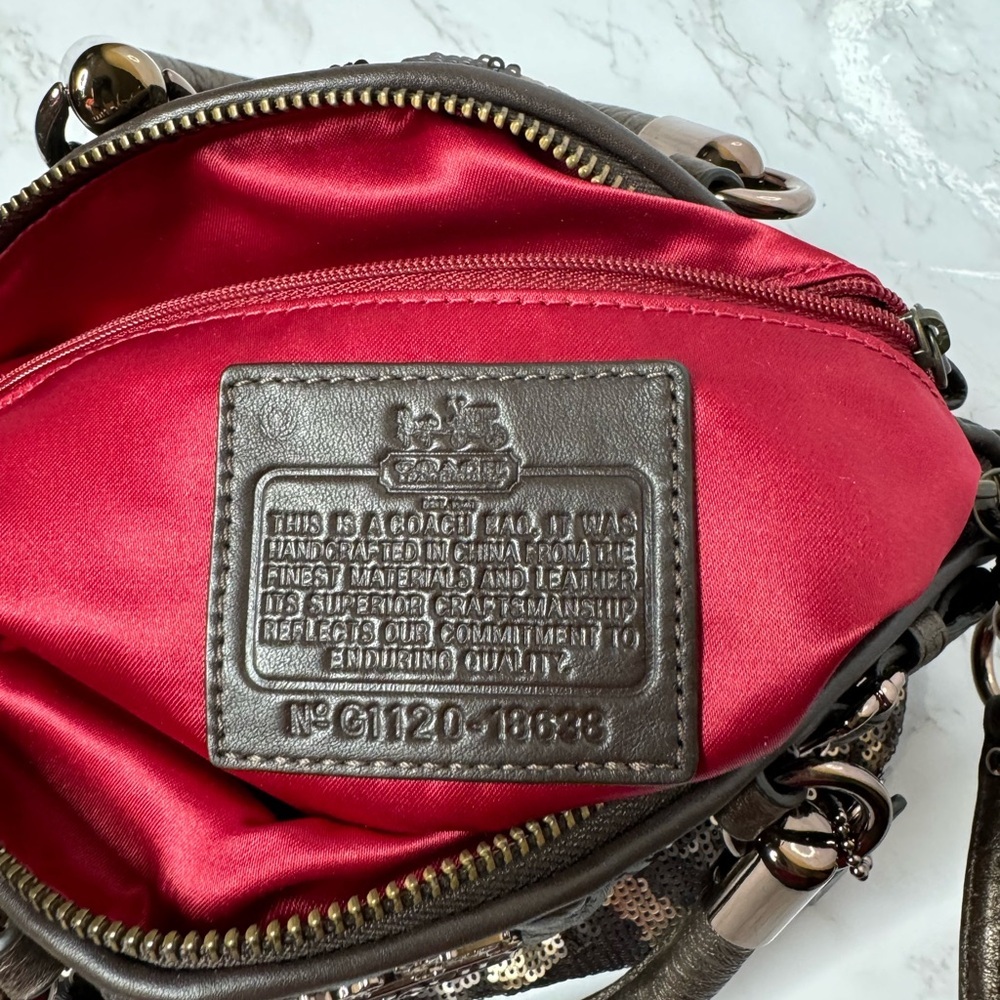 COACH OCELOT LEOPARD SEQUIN SOPHIA HANDBAG/ CROSSBODY BAG BRONZE #18638 NWT - Picture 5 of 12
